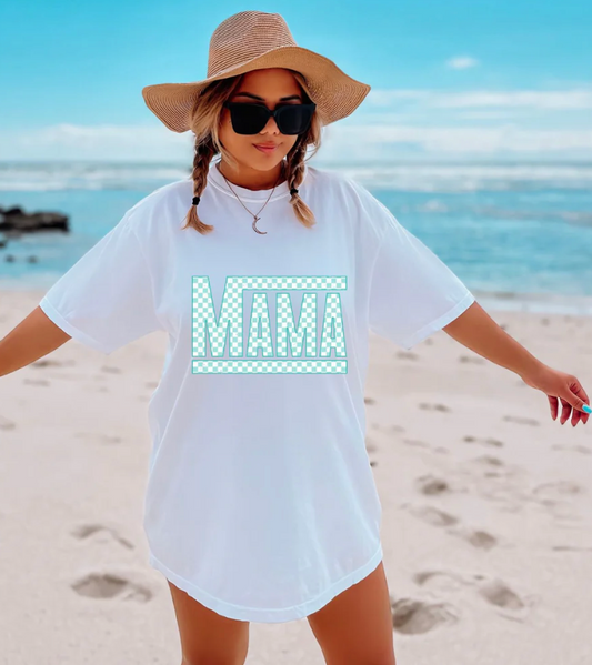 💙 Blue Checkered Mama Tee