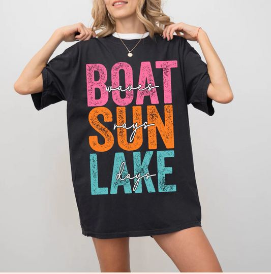 🌞 Sun, Boat, Lake Tee