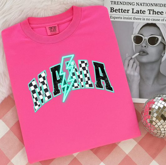 ⚡️ Mama Neon Retro Bolt Tee – Blue